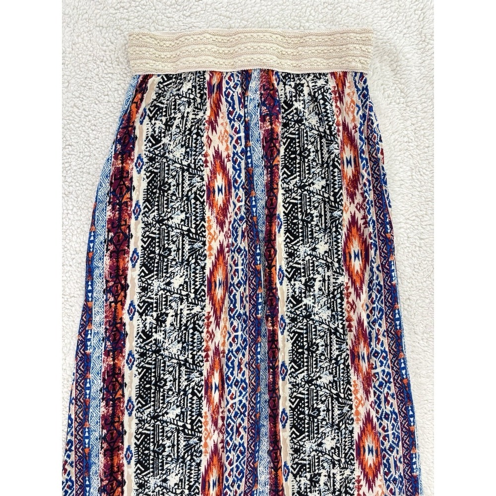APII Boho Floral Print Pull On Maxi Skirt Size XL Elastic Waist Stretch - Picture 2 of 8